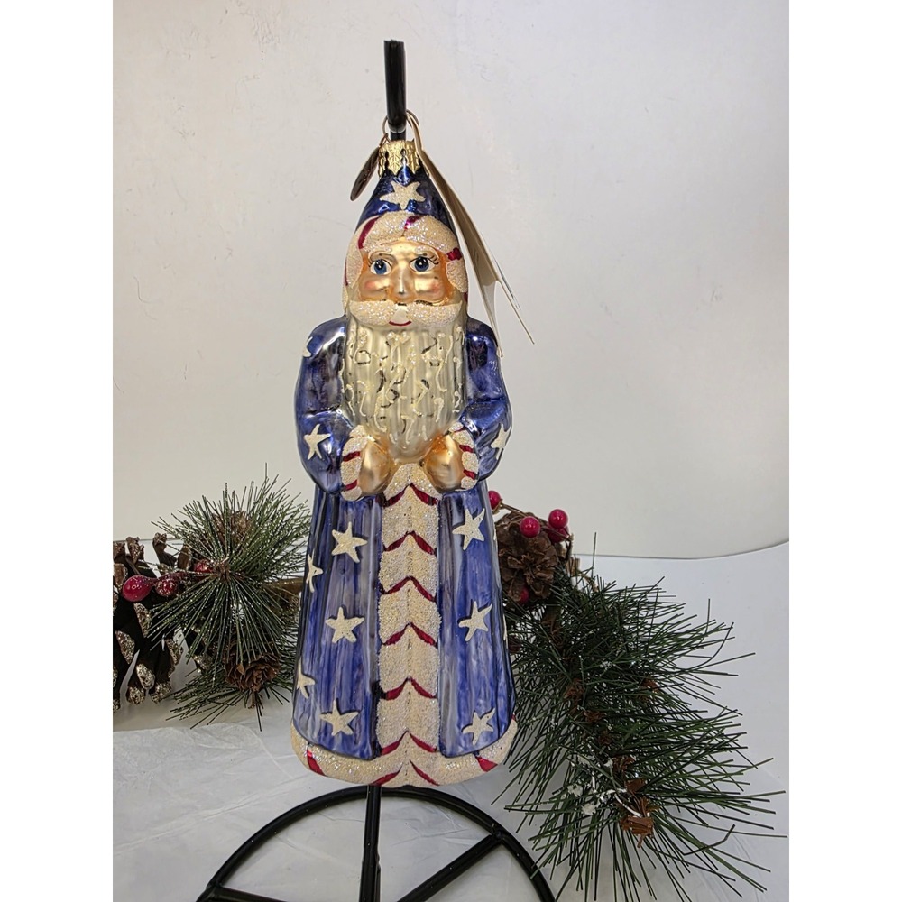 Christopher Radko Tall Treat Santa Patriotic Ornament 01-0010-0 Retired Poland